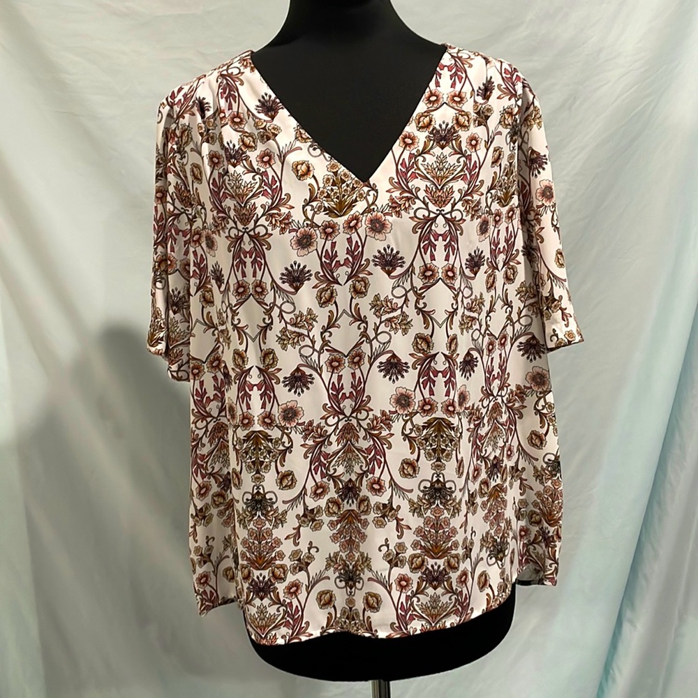 Worthington Floral Short Sleeve Blouse